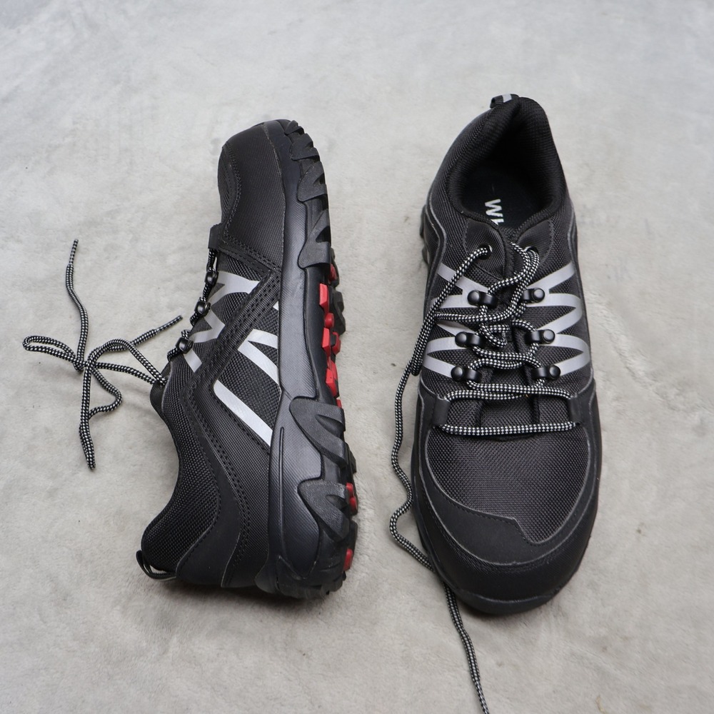 WHITIN Mens 9.5 Work Shoes Black Steel Toe Rugged Slip Resistant Lace Up Safety